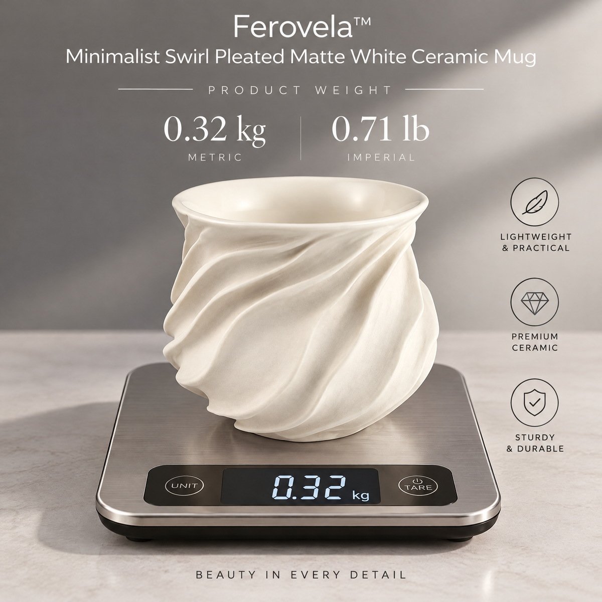 Ferovela™ Swirl Pleated Ceramic Mug