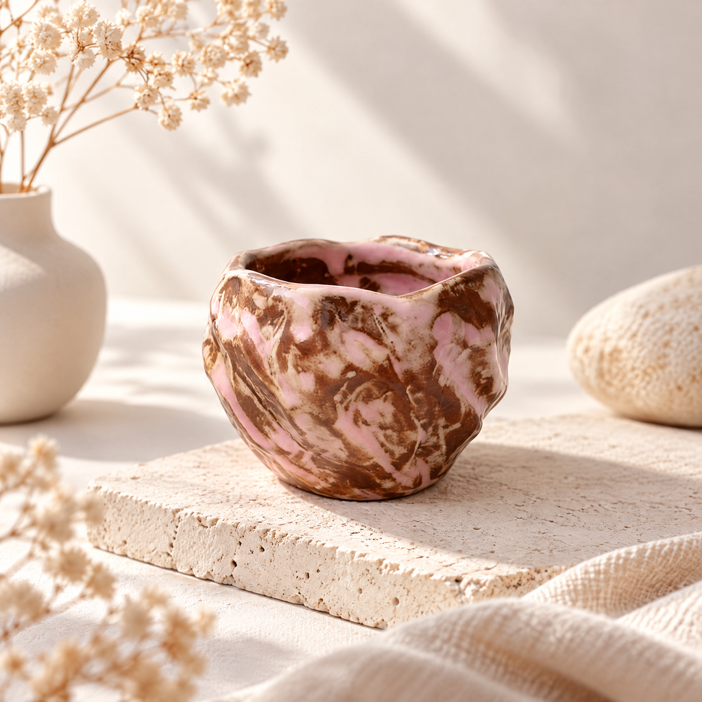 Ferovela™ Strawberry Mocha Marbled Ceramic Cup
