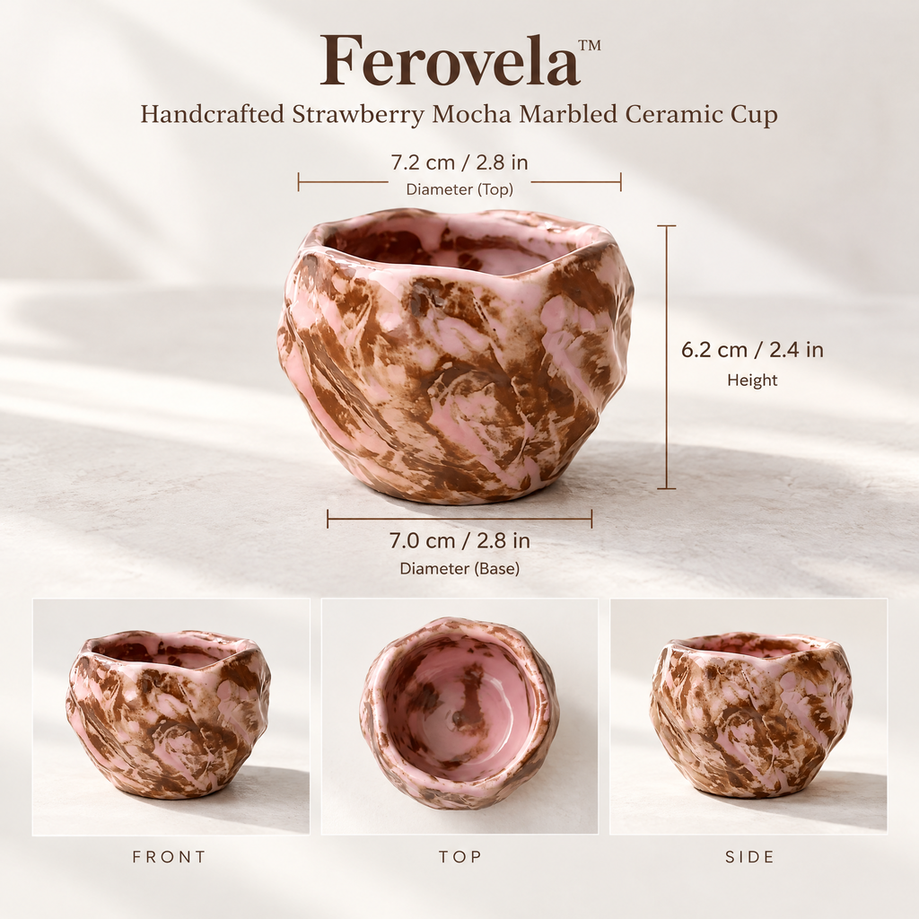 Ferovela™ Strawberry Mocha Marbled Ceramic Cup