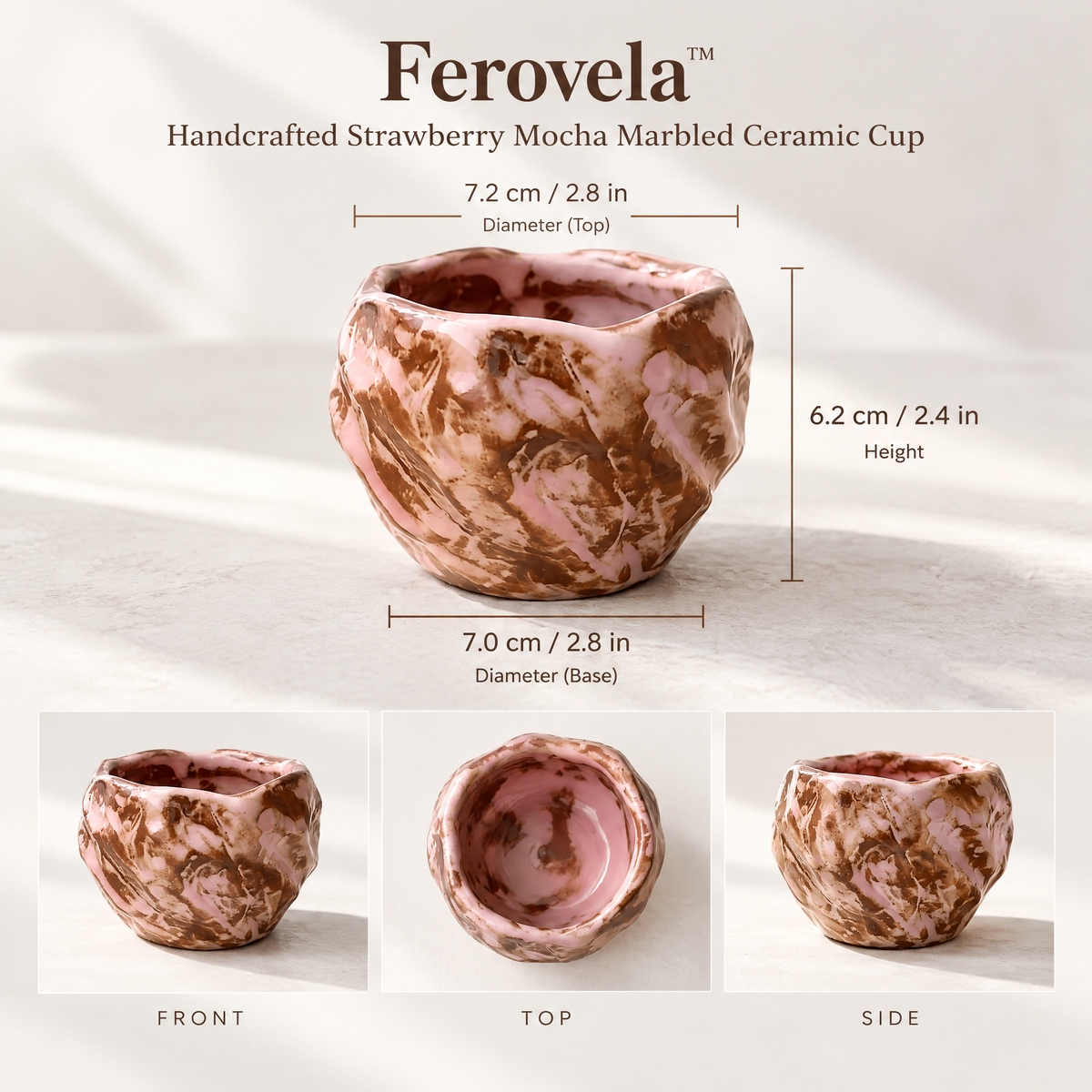 Ferovela™ Strawberry Mocha Marbled Ceramic Cup