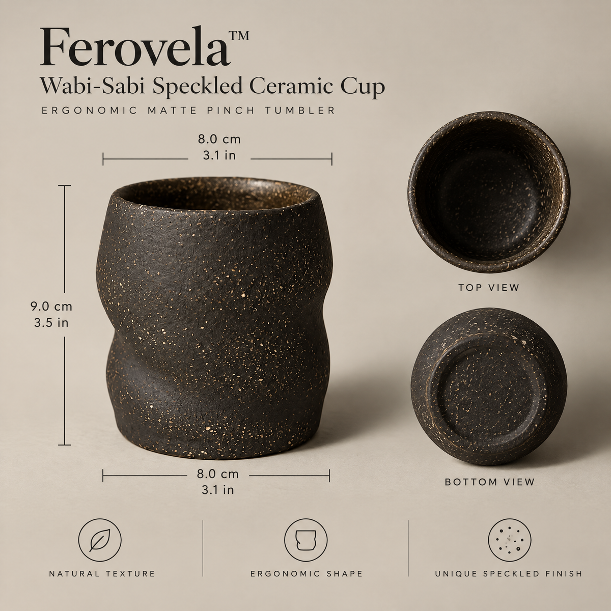 Ferovela™ Wabi-Sabi Speckled Ceramic Tumbler
