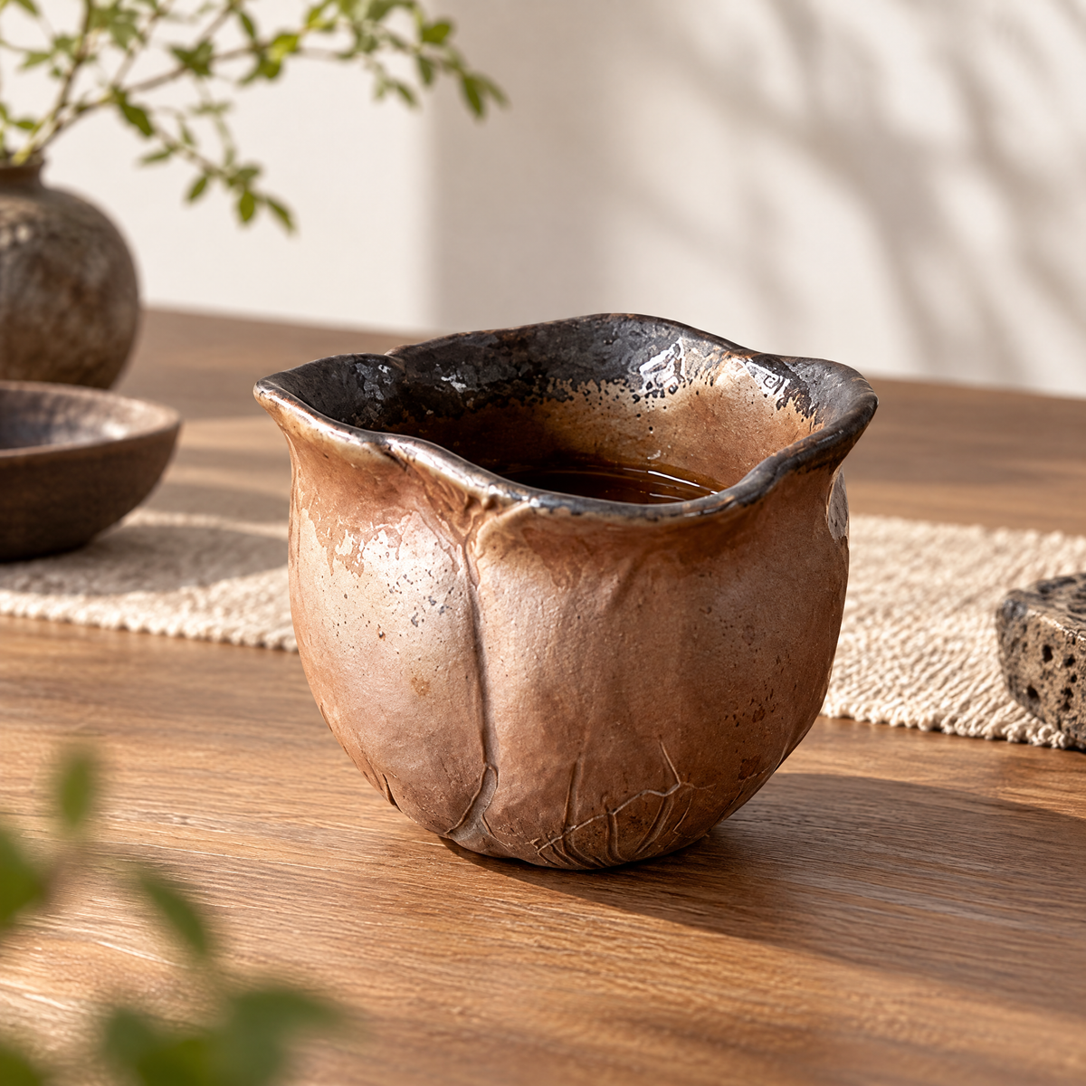 Ferovela™ Hand-Pinched Tulip Bud Ceramic Teacup