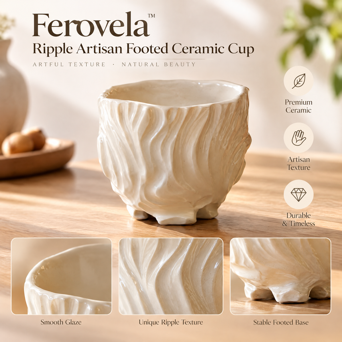 Ferovela™ Ripple Footed Ceramic Cup
