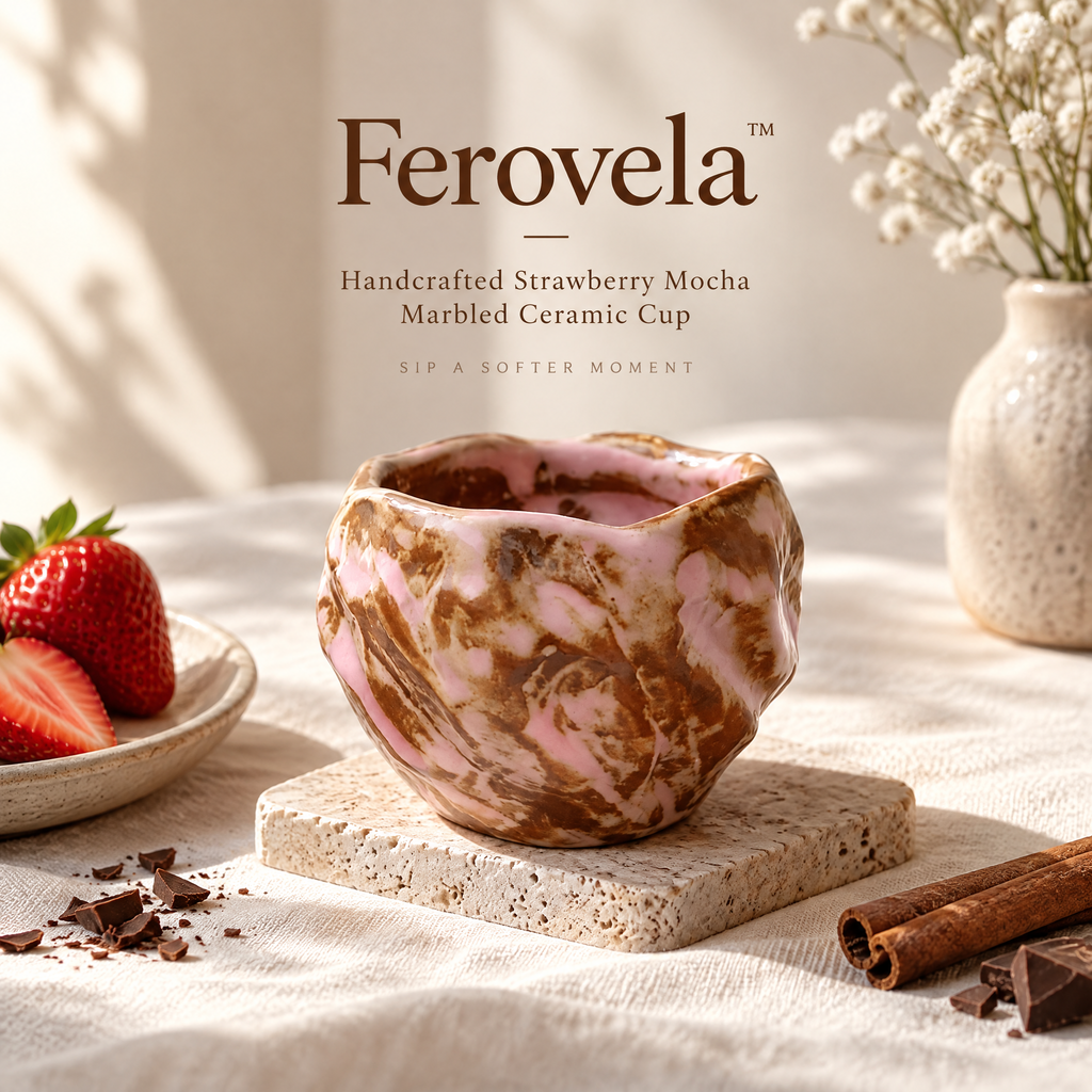 Ferovela™ Strawberry Mocha Marbled Ceramic Cup