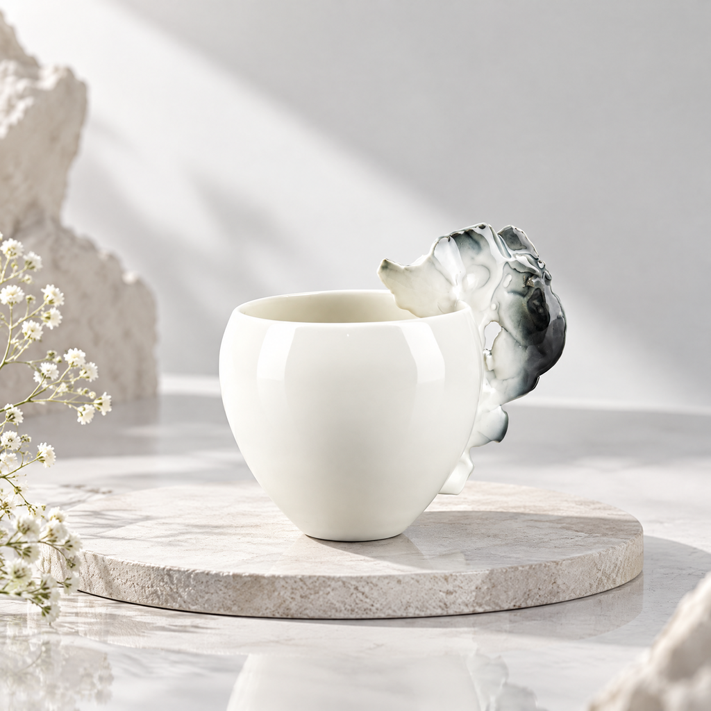 Ferovela™ Ink Cloud Sculptural Handle Ceramic Mug