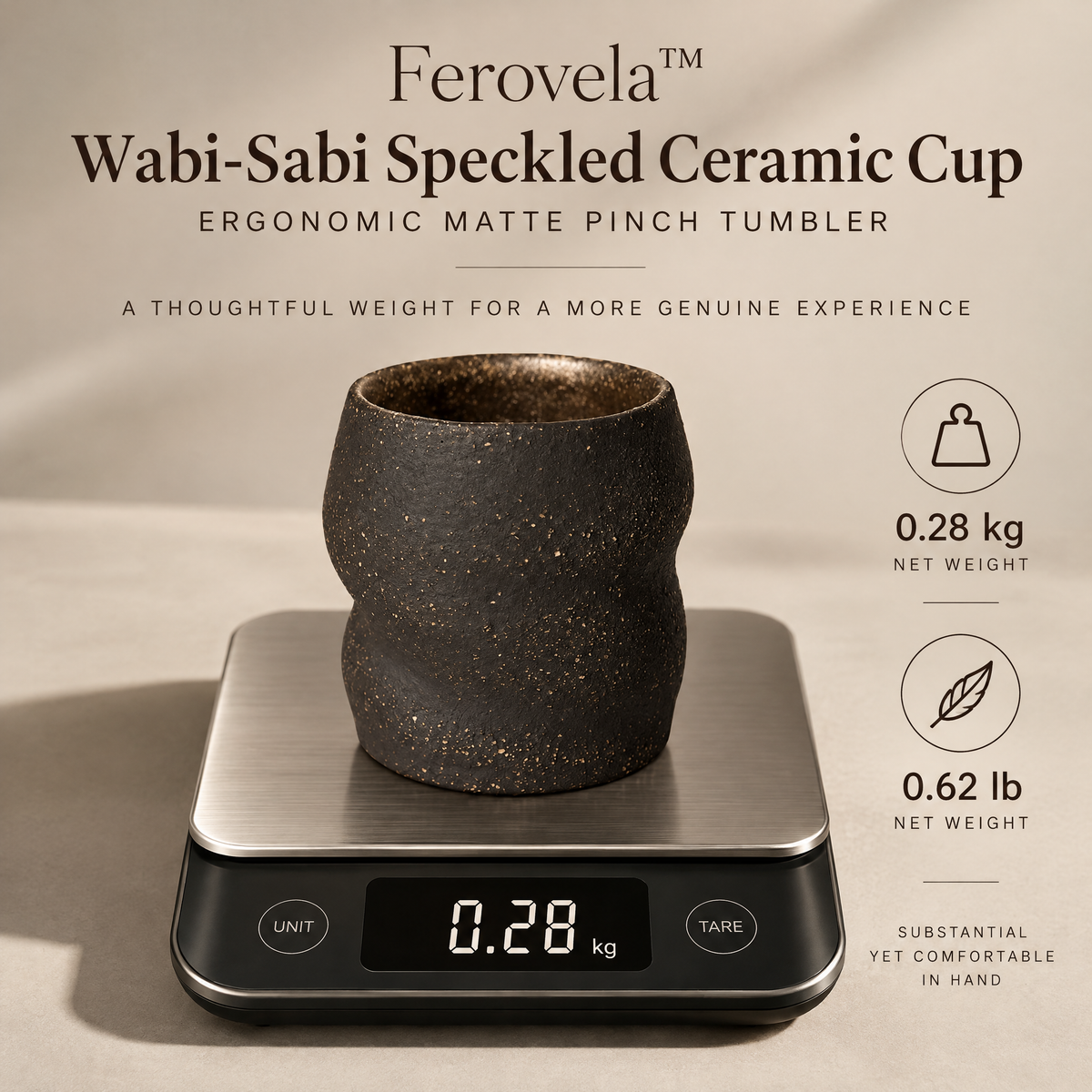 Ferovela™ Wabi-Sabi Speckled Ceramic Tumbler