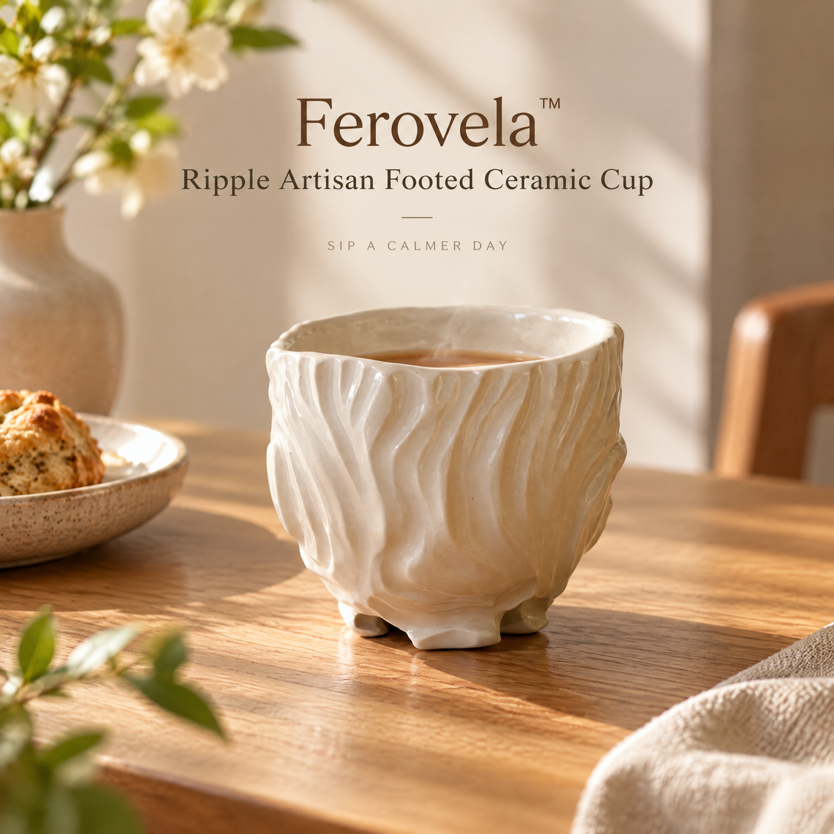 Ferovela™ Ripple Footed Ceramic Cup