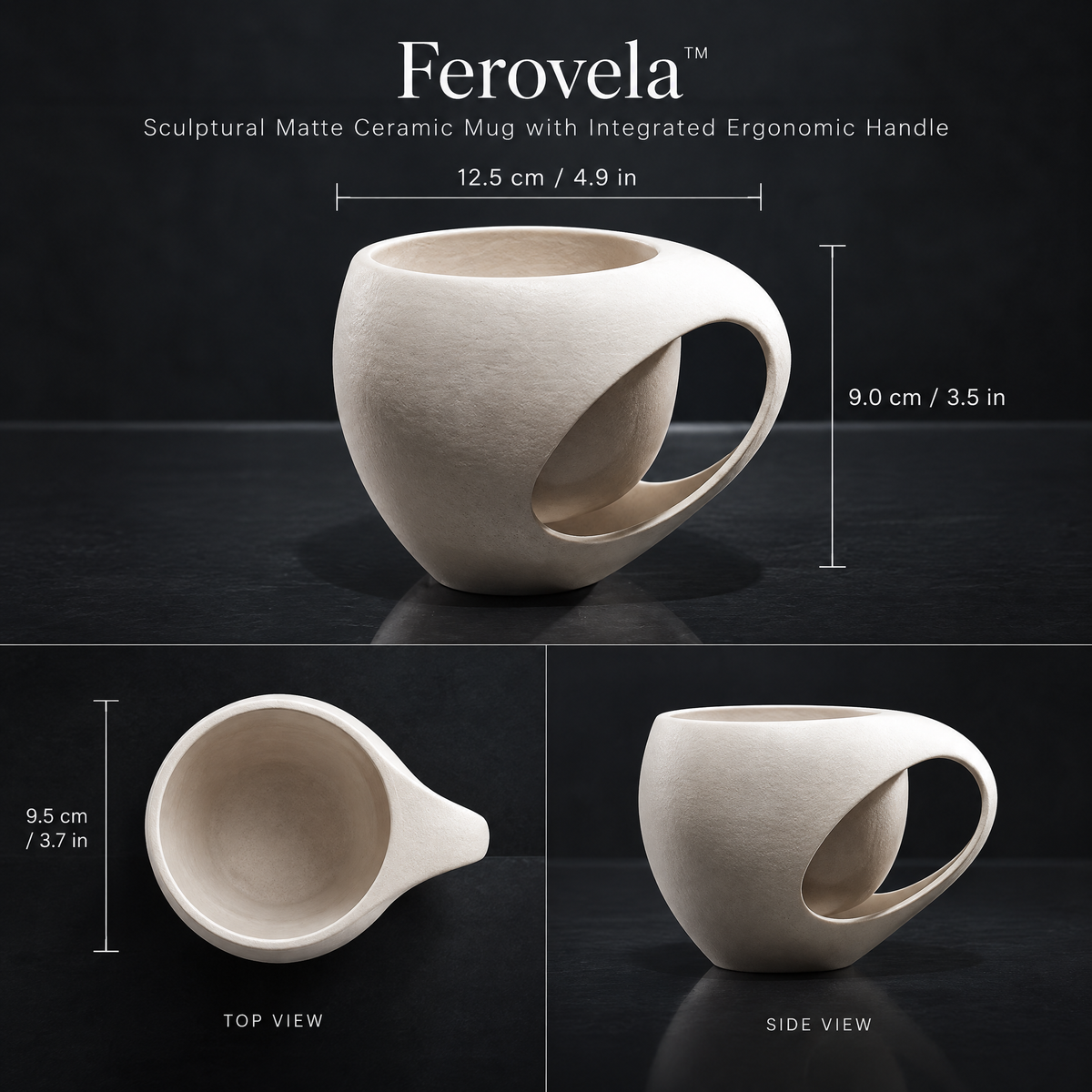 Ferovela™ Arc Handle Matte Ceramic Mug