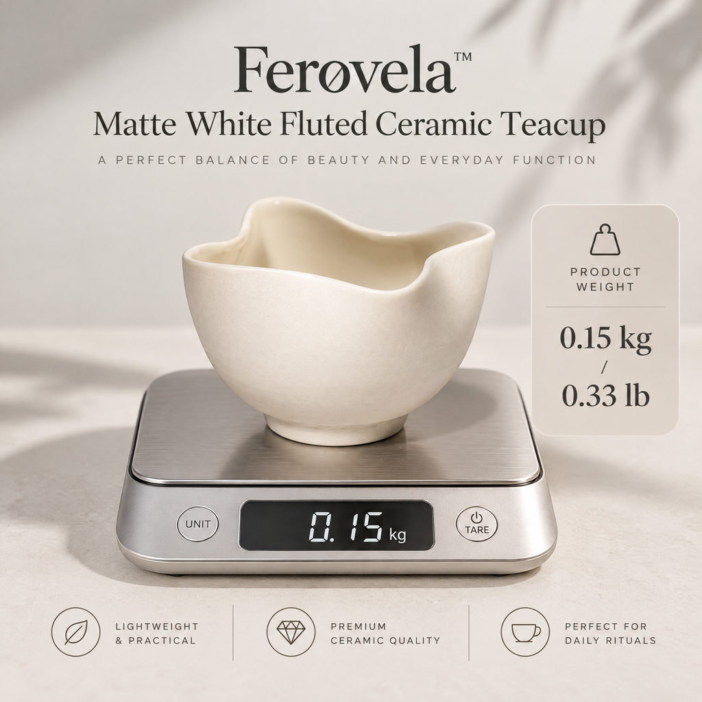 Ferovela™ Matte White Fluted Ceramic Teacup