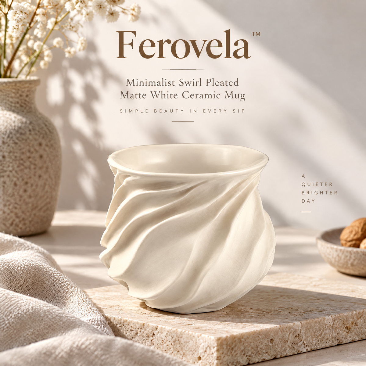 Ferovela™ Swirl Pleated Ceramic Mug